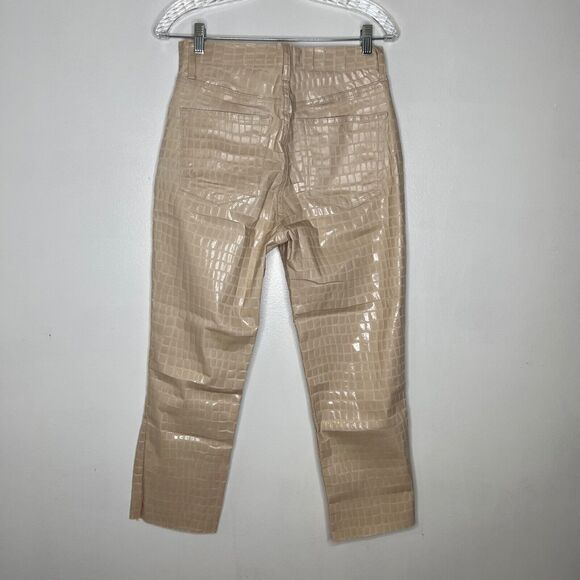 Topshop Crocodile Print Pants Women's Size 28 Beige Faux Leather High Rise NEW - Picture 8 of 10